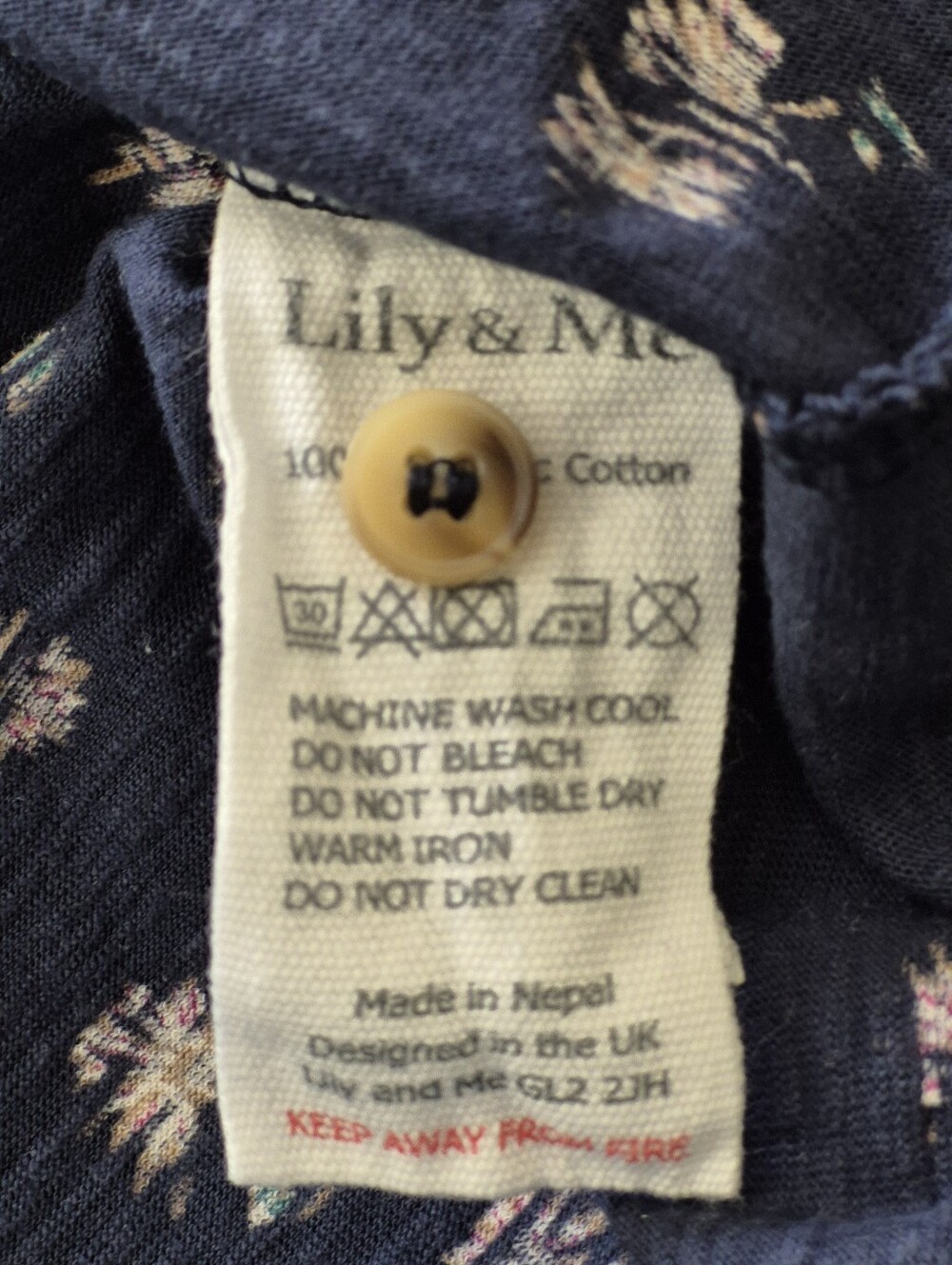 EUC Lily & Me Navy Floral Organic Cotton Jersey Blouse, US 6 - Picture 6 of 8
